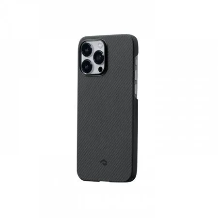 фото Чехол-накладка PITAKA MagEZ Case 3 для Apple iPhone 14 Pro Max карбоновый (кевлар) узкое плетение черно-серый в полоску