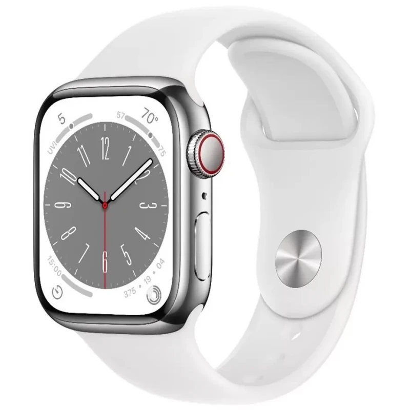 Apple Watch Series 8 45mm (GPS + Cellular) Silver Aluminum Case with White Sport Band (MP4J3)