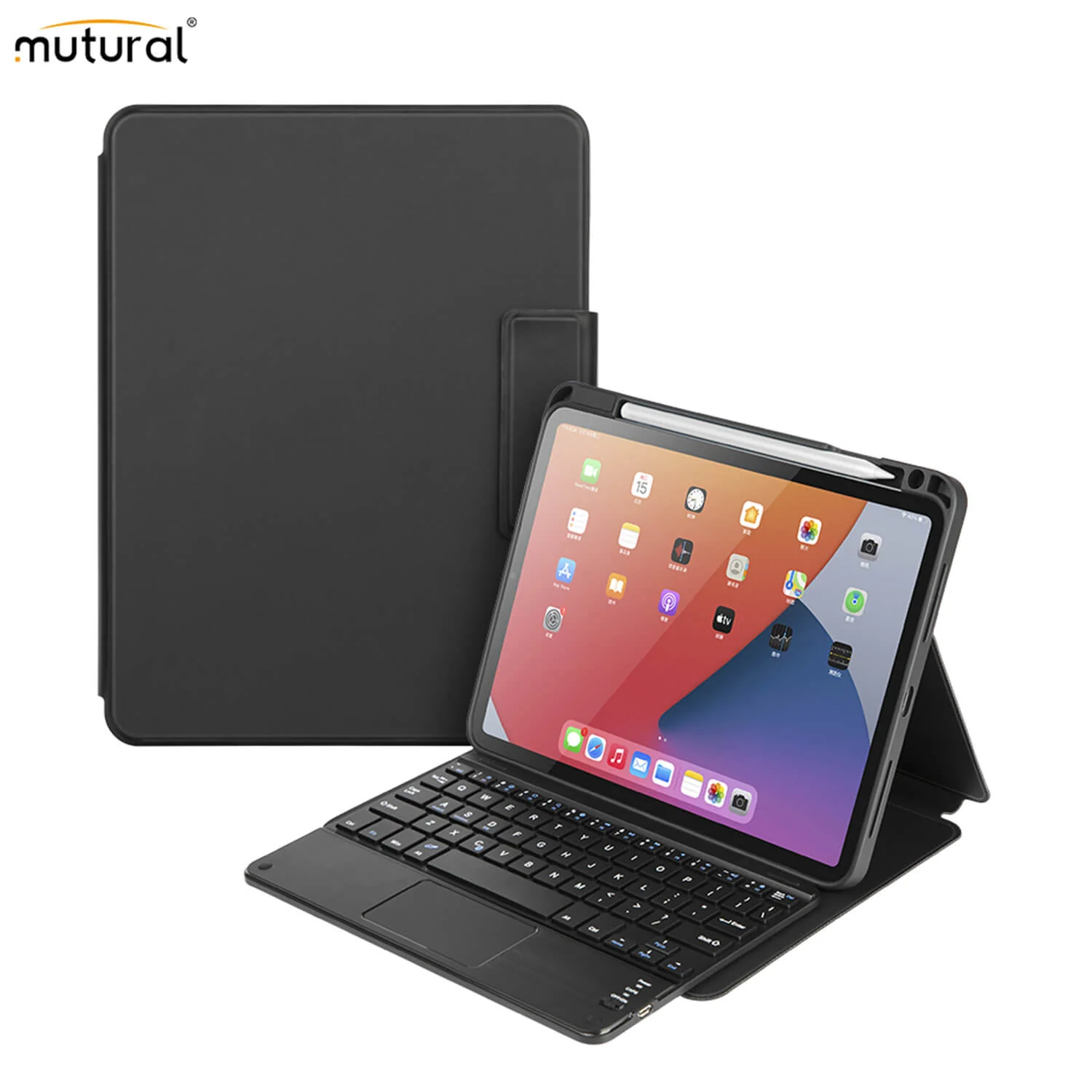 фото Чехол-клавиатура Mutural Magnetic Detachable Keyboard для Apple iPad 10 (10.9) 2022 русская раскладка (полиуретан с подставкой) (черный)