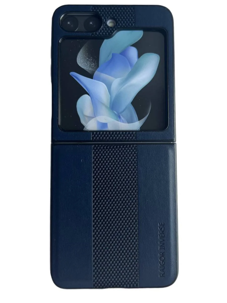 фото Чехол-накладка Raigor Inverse Aix Series для Samsung Galaxy Z Flip 5 искусственная кожа (синий)