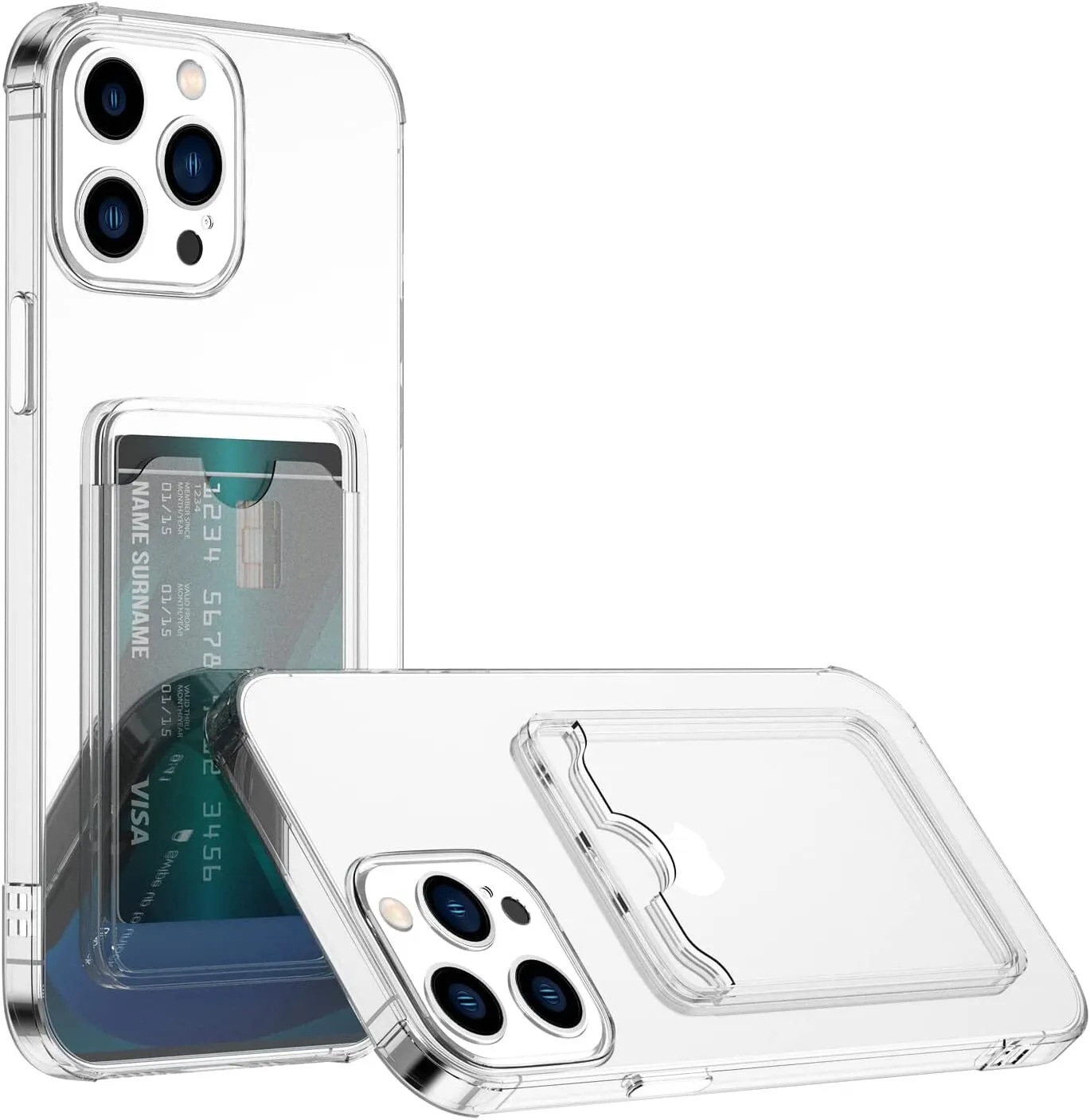 фото Чехол-накладка Card Case для iPhone 12 Pro силикон c держателем для карт (прозрачный)