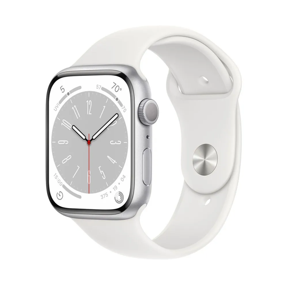 Apple Watch Series 8 41mm (GPS) Silver Aluminum Case with White Sport Band (S/M) (MP6L3/MP6R3)
