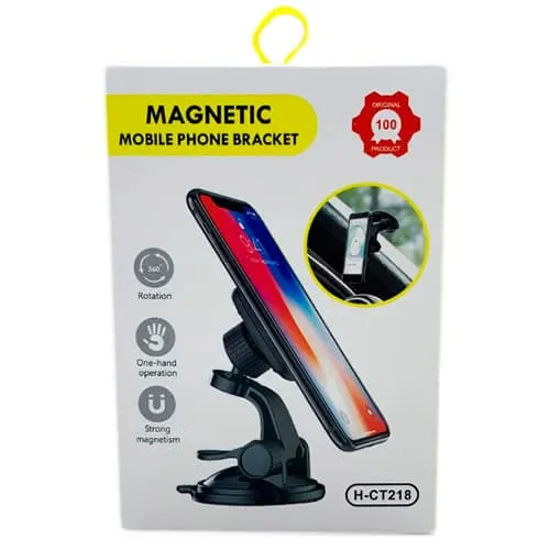 фото Автомобильный держатель Magnetic H-CT218 для смартфона магнитный на приборную панель/лобовое стекло на присоске (черный)