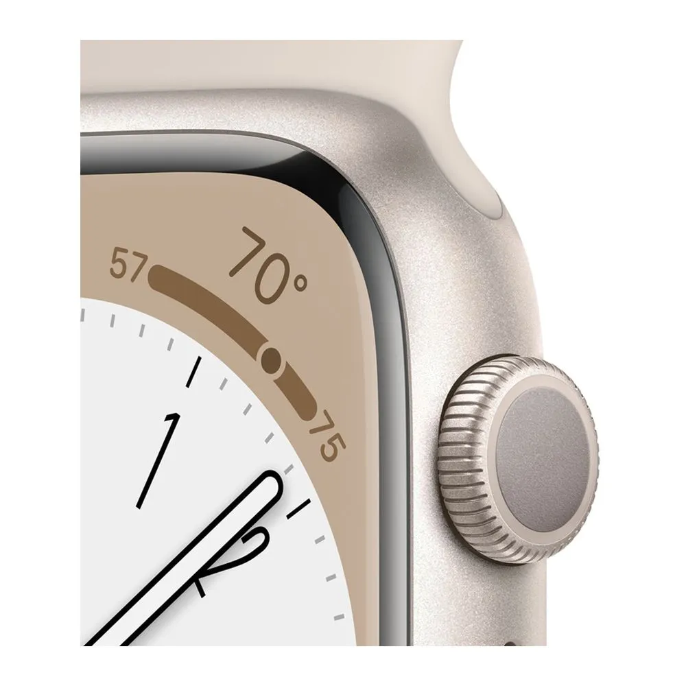 Apple Watch Series 8 45mm (GPS) Starlight Aluminum Case with Starlight Sport Band (M/L) (MNUQ3)