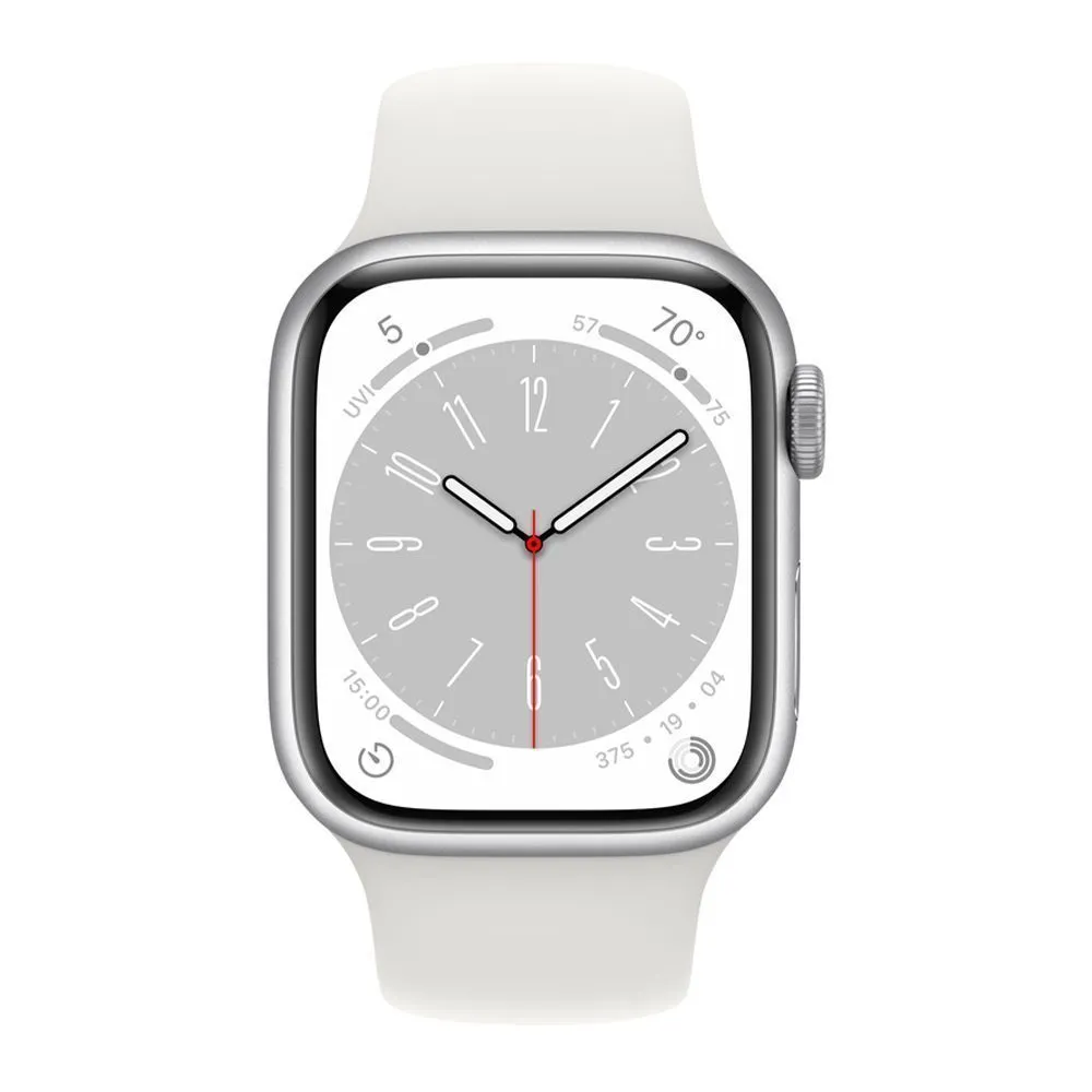 Apple Watch Series 8 41mm (GPS) Silver Aluminum Case with White Sport Band (S/M) (MP6L3/MP6R3)