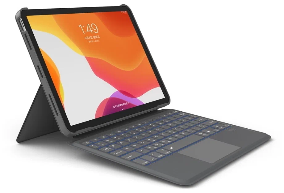 фото Чехол-клавиатура WIWU Combo Touch Keyboard Case для Apple iPad 10 (10.9) 2022 русская раскладка (полиуретан с подставкой) (серый)
