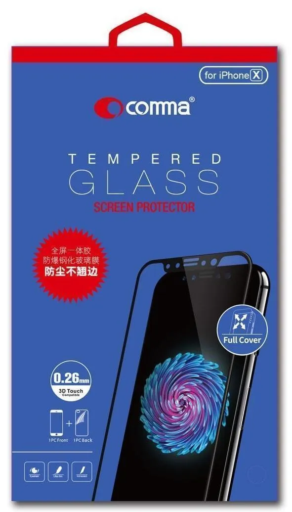 фото Защитное стекло Comma Tempered Glass Screen Protector 0.26mm для Apple iPhone 7 Plus /8 Plus цветное (черная рамка)