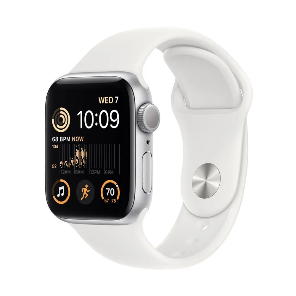 Apple Watch SE Gen 2 44mm (GPS) Silver Aluminum Case with White Sport Band (MNK23)