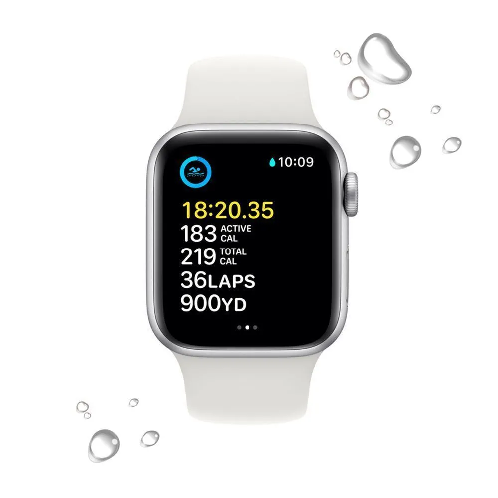 Apple Watch SE Gen 2 40mm (GPS) Silver Aluminum Case with White Sport Band (MNJV3/MNL93)