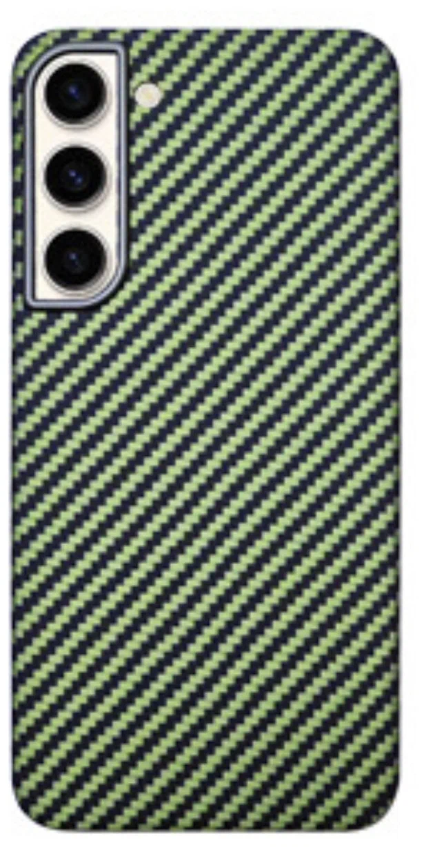 фото Чехол-накладка Kzdoo Keivlar Case для Samsung Galaxy S23+ карбоновый (черно-зеленый в полоску)
