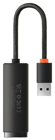 фото Адаптер Baseus Lite Series Portable 100 Мбит USB to HUB  (WKQX000001) (черный)