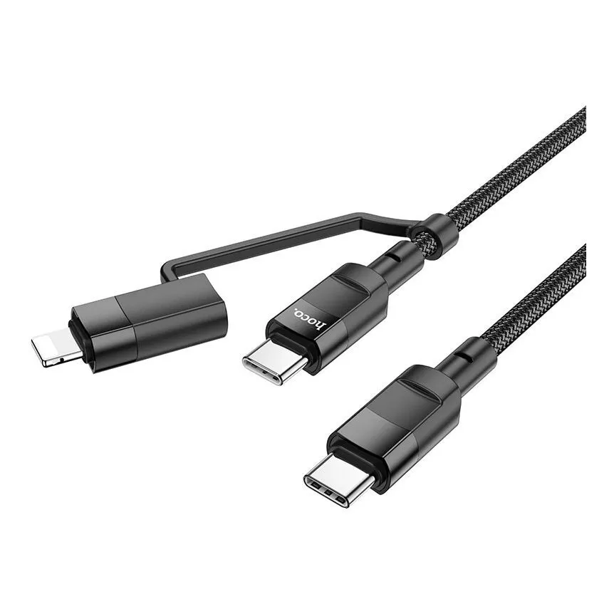 фото Кабель Hoco U106 PD20W 2 в 1 Fast Charging  Data Cable 100W Type-C - Type-C -Lighting 120см (черный)