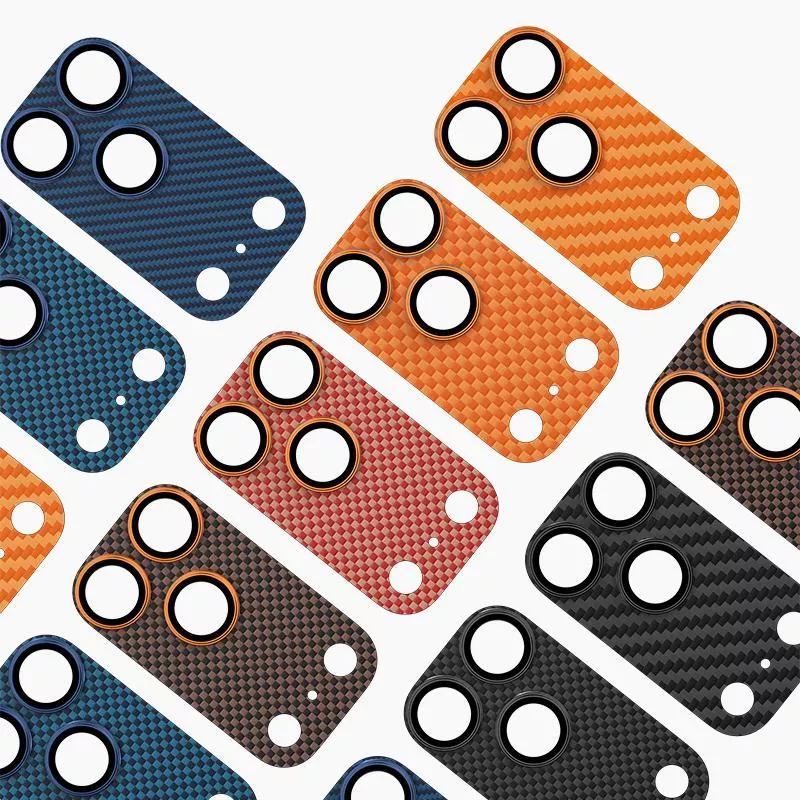 фото Защитное стекло на камеру Keephone Kevlar для Apple iPhone 17 Pro арамид шахматное плетение (синий)