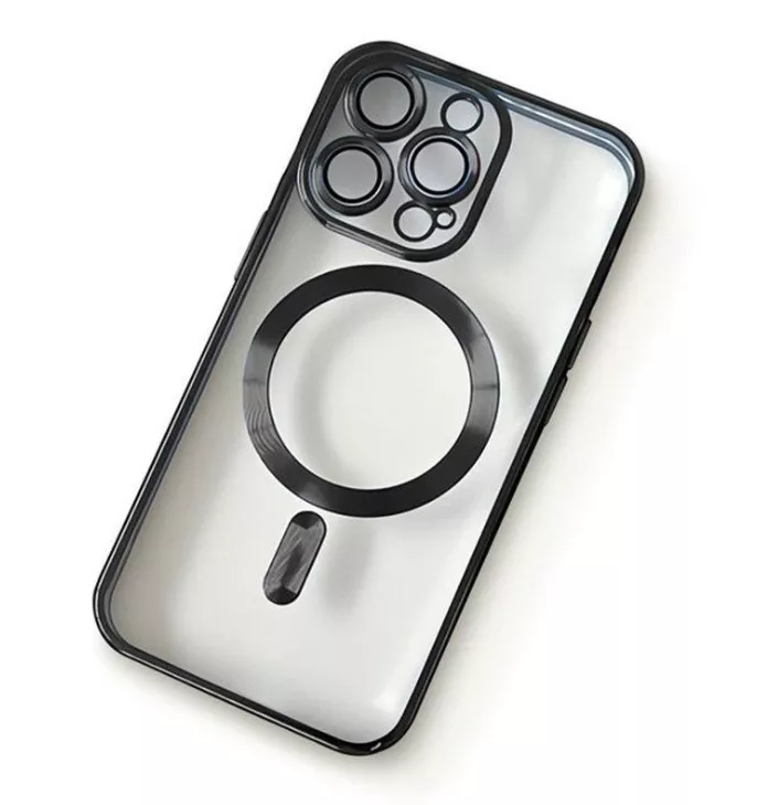 фото Чехол-накладка Clear Case Magsafe для iPhone 15 Pro пластиковый (черная рамка)