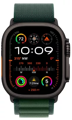 Apple Watch Ultra 2 (2024) 49mm Black Titanium Case Dark Green Alpine Loop (L)
