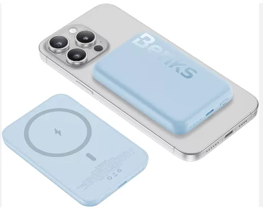 фото Внешний аккумулятор Benks MP10 Mini MagSafe 6000mAh Type-C (голубой)
