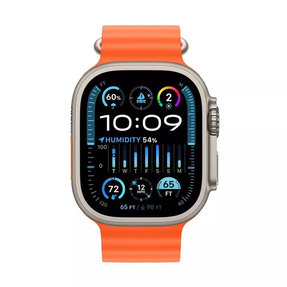 Apple Watch Ultra 2 49 mm Titanium Case Orange Ocean Band (One Size)