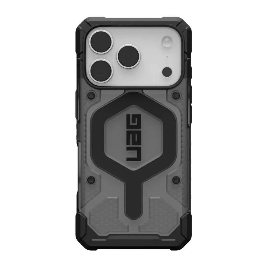 фото Чехол-накладка UAG Pathfinder MagSafe для Apple iPhone 17 Pro пластиковый прозрачный (черная рамка)