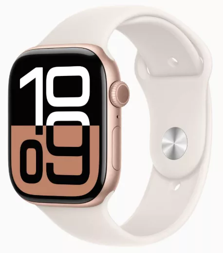 Apple Watch Series 10 42mm Rose Gold Aluminum Case with Starlight Sport Band (M/L)