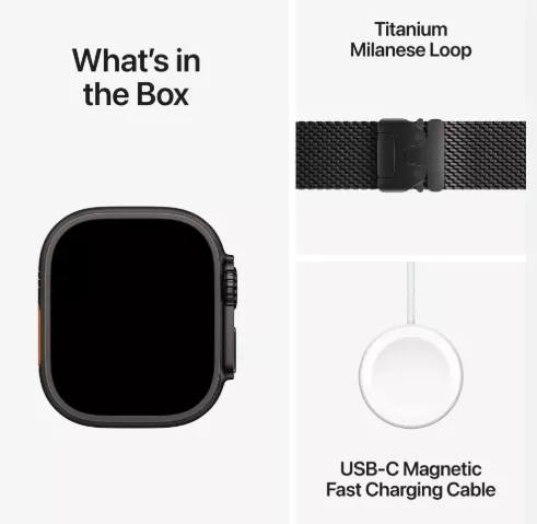 Apple Watch Ultra 2 (2024) 49mm Black Titanium Case with Black Titanium Milanese Loop (L)