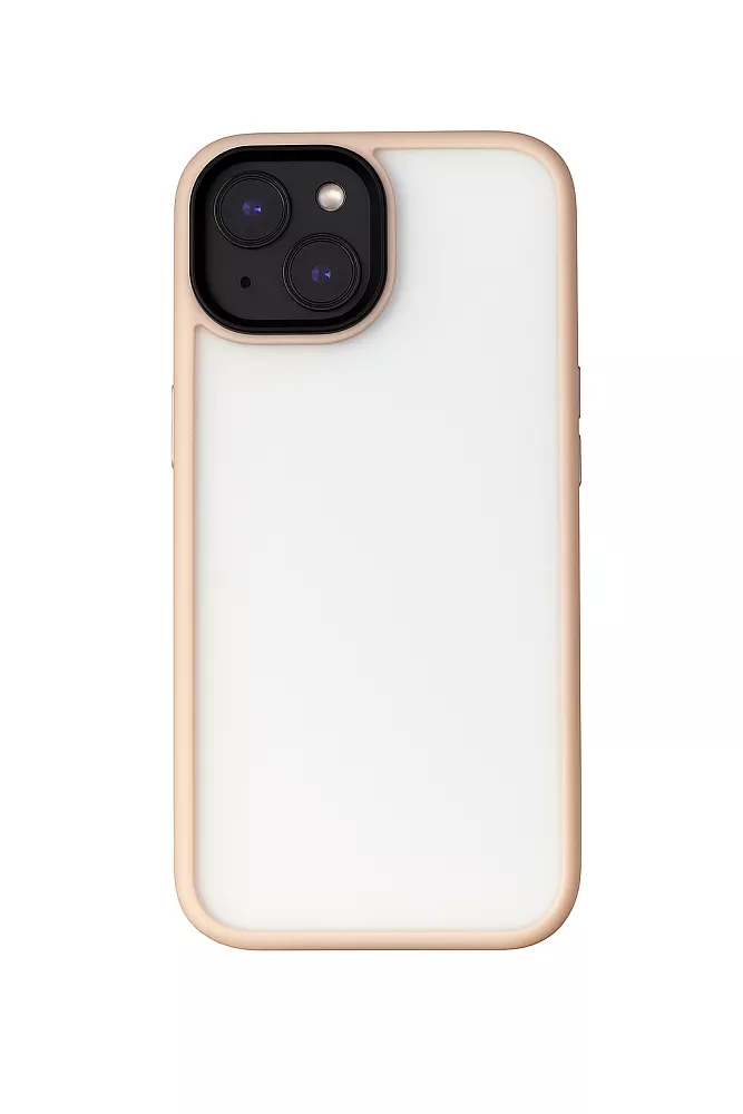 фото Чехол-накладка Wiwu (FGG-011) для Apple iPhone 15 пластиковый прозрачно-белый (розовая рамка)