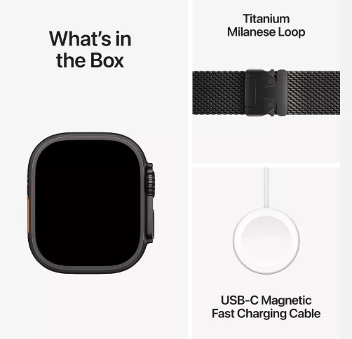 Apple Watch Ultra 2 (2024) 49mm Black Titanium Case with Black Titanium Milanese Loop (S)