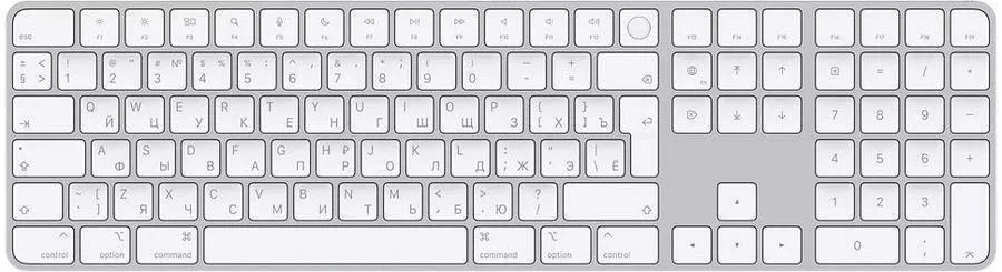 фото Беспроводная клавиатура Apple Magic Keyboard with Touch ID and Numeric Keypad русская (белый) (MK2C3)