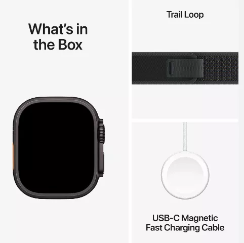 Apple Watch Ultra 2 (2024) 49mm Black Titanium Case with Black Trail Loop (M/L)