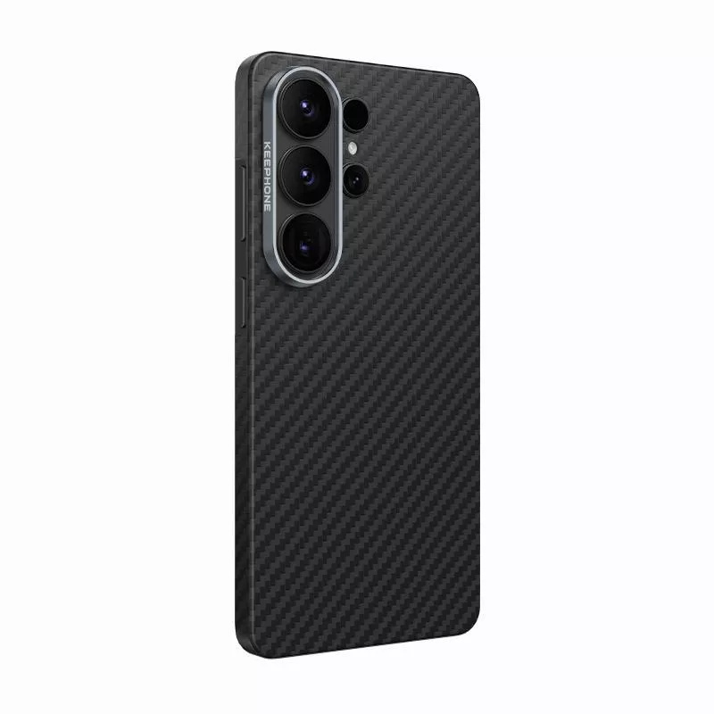 фото Чехол-накладка Keephone Kevlar Diago MagSafe для Samsung Galaxy S26 Ultra кевлар (арамид) черно-серый в полоску