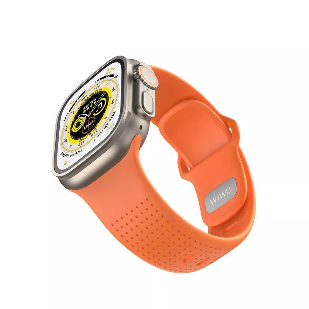 фото Ремешок WiWU Comf Secur для Apple Watch 44/45/46/49mm силикон (Wi-WB201) (оранжевый)