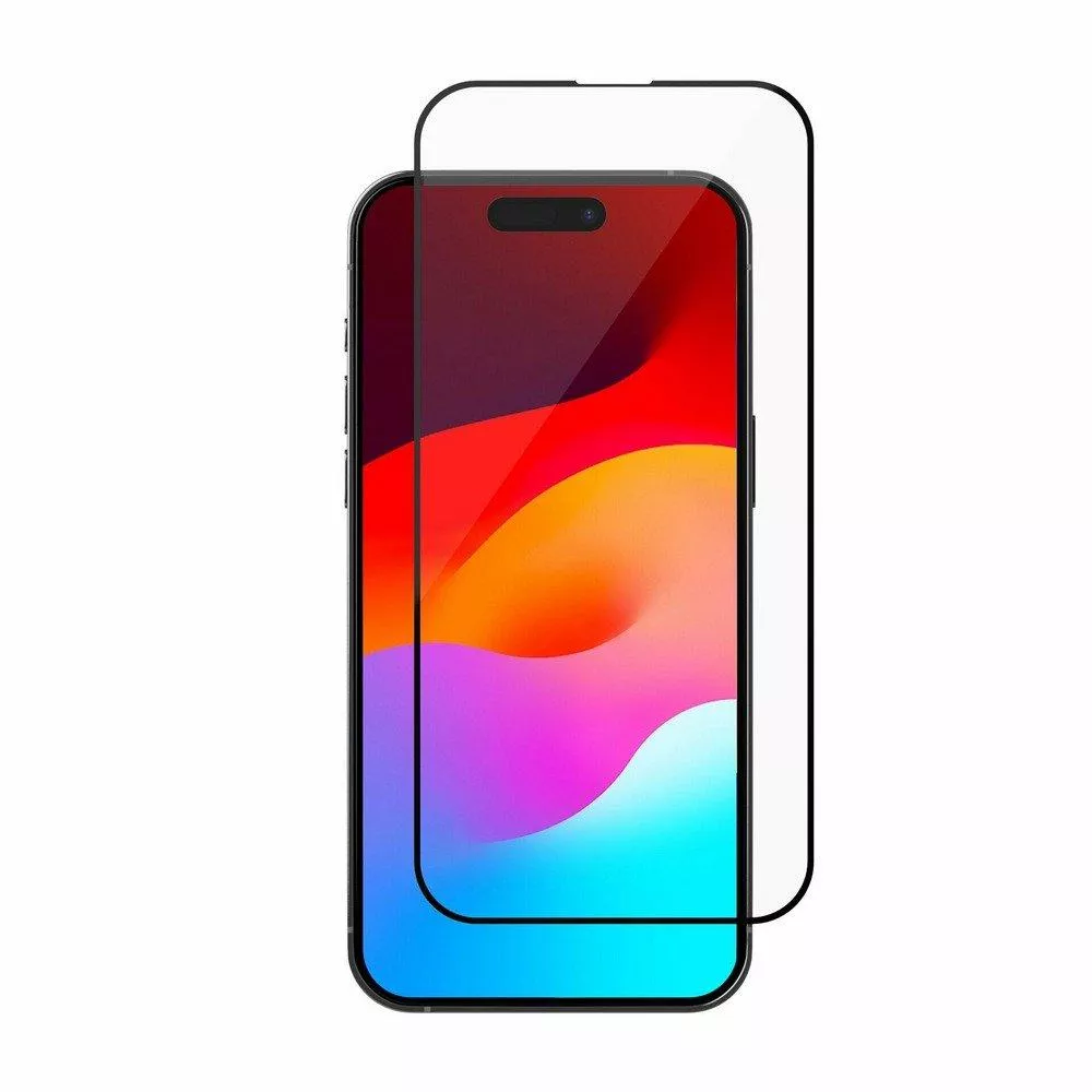 фото Защитное стекло Tempered Glass для Apple iPhone 15 Pro цветное (черная рамка)