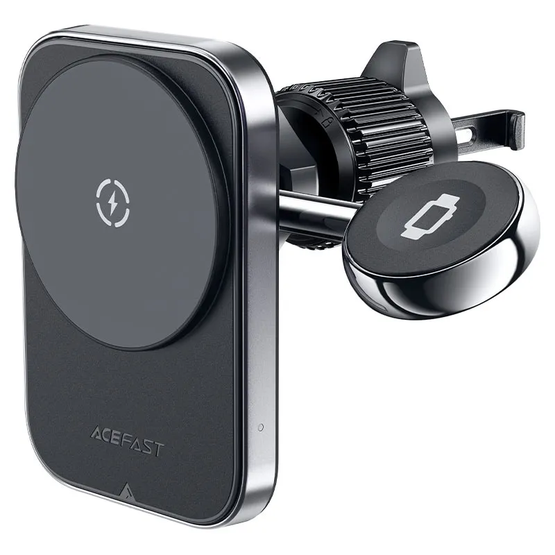 фото Автомобильный держатель Acefast (D18) Magnetic Wireless Car Charger 2 в 1 17.5 W в воздуховод (черный)