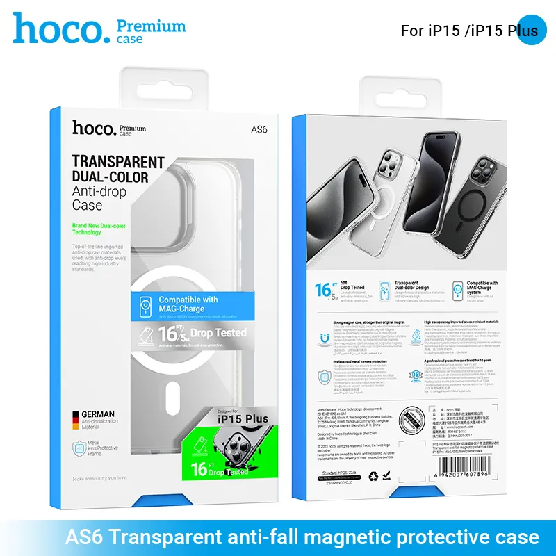 фото Чехол-накладка Hoco Transparent Magsafe для iPhone 15 Plus пластиковый (прозрачный)