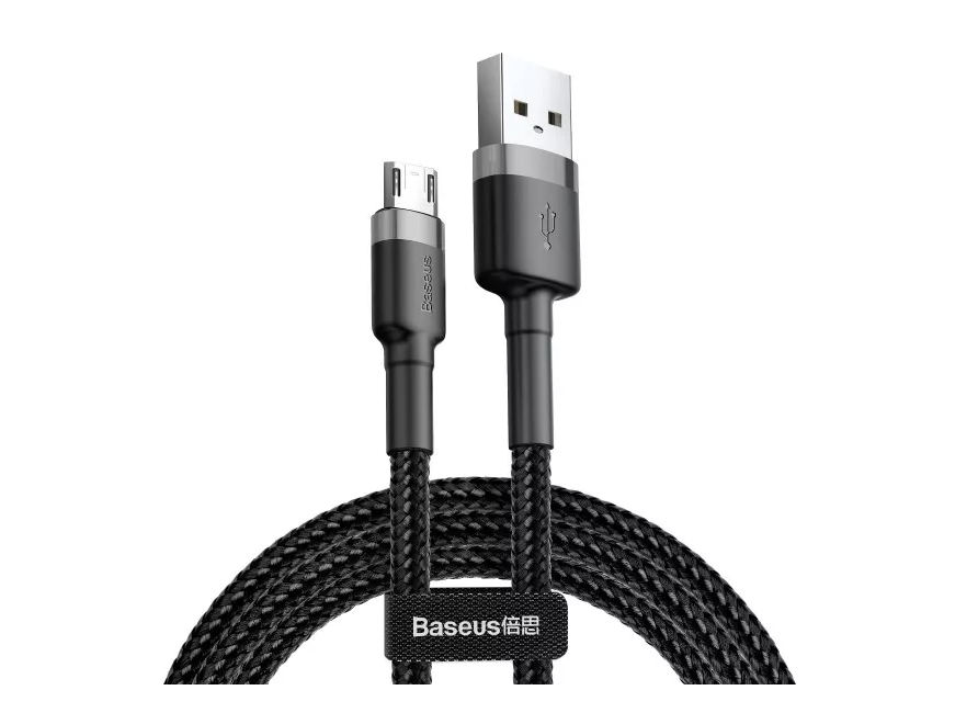 фото Кабель Baseus Cafule Cable 2.4A (USB) на (Micro-USB) (CAMKLF-BG1) 100см тканевая оплётка (черный)