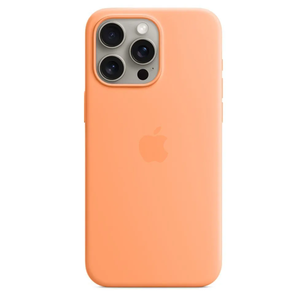 фото Чехол-накладка Silicone Case with MagSafe для iPhone 15 Pro Max силиконовый (оранжевый)