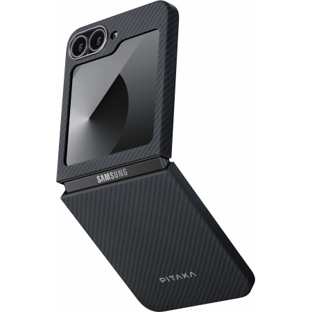Чехол-накладка PITAKA MagEZ Case 5 для Samsung Galaxy Z Flip 6 карбоновый (арамид) черно-серый