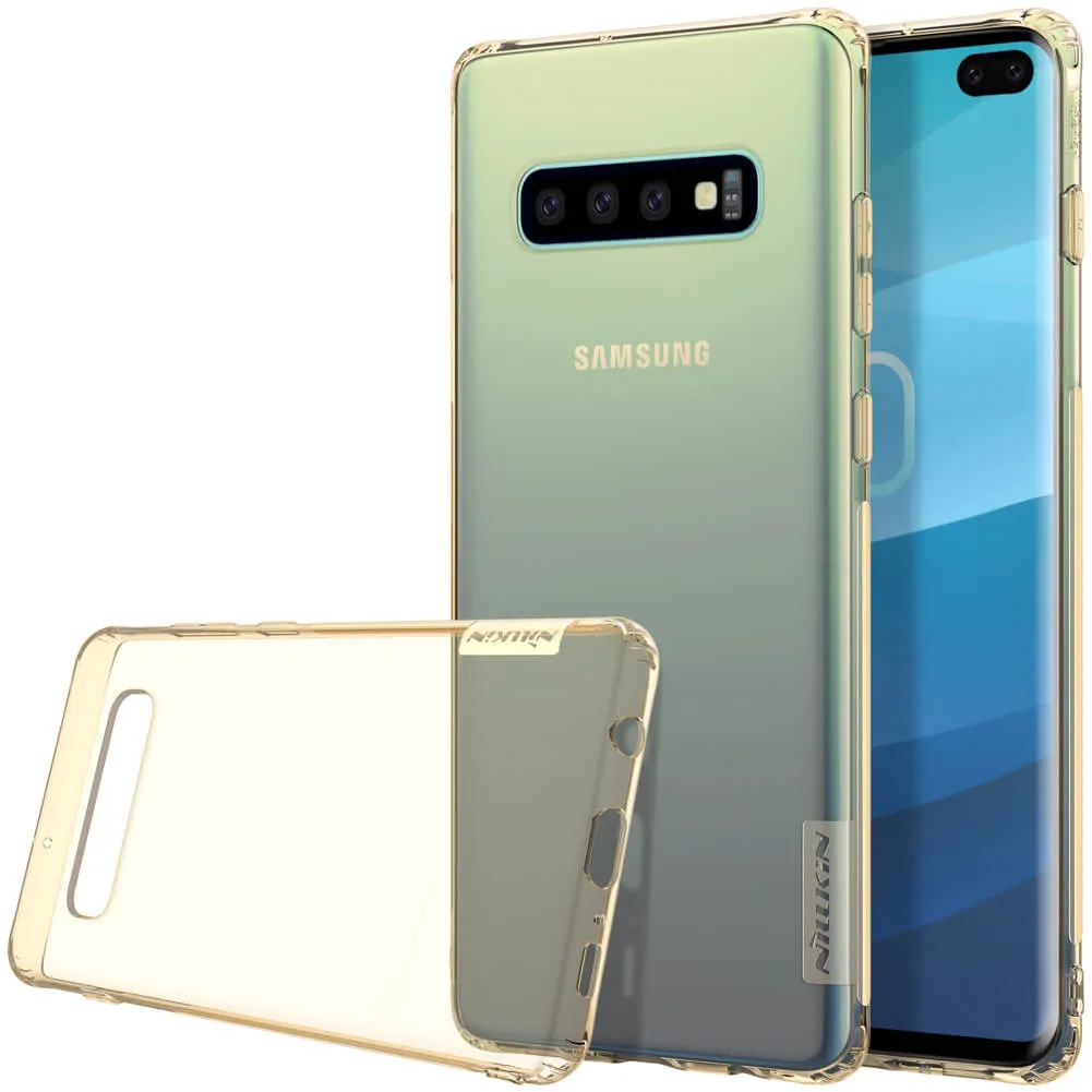 фото Чехол-накладка Nillkin Nature 0.6mm для Samsung Galaxy S10+ (SM-G975F) силиконовый (прозрачно-золотой)