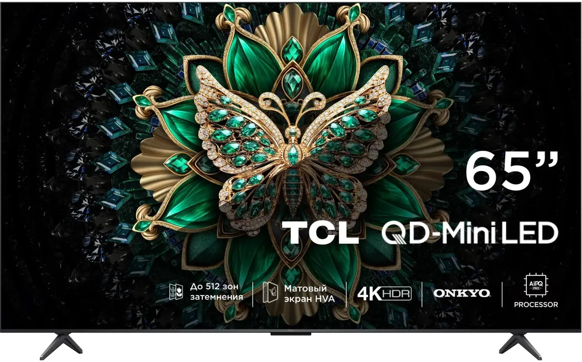 Телевизор TCL 65C6K, 65", Mini LED 4K UHD, 144 Гц, Smart TV (Google TV)