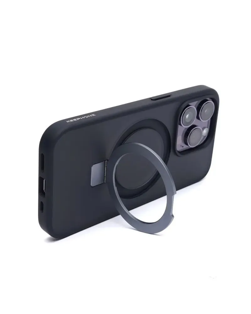 фото Чехол-накладка Keephone Magico Series Magsafe для Apple iPhone 15 Pro (пластик/кольцо-держатель) матовый (черная рамка)