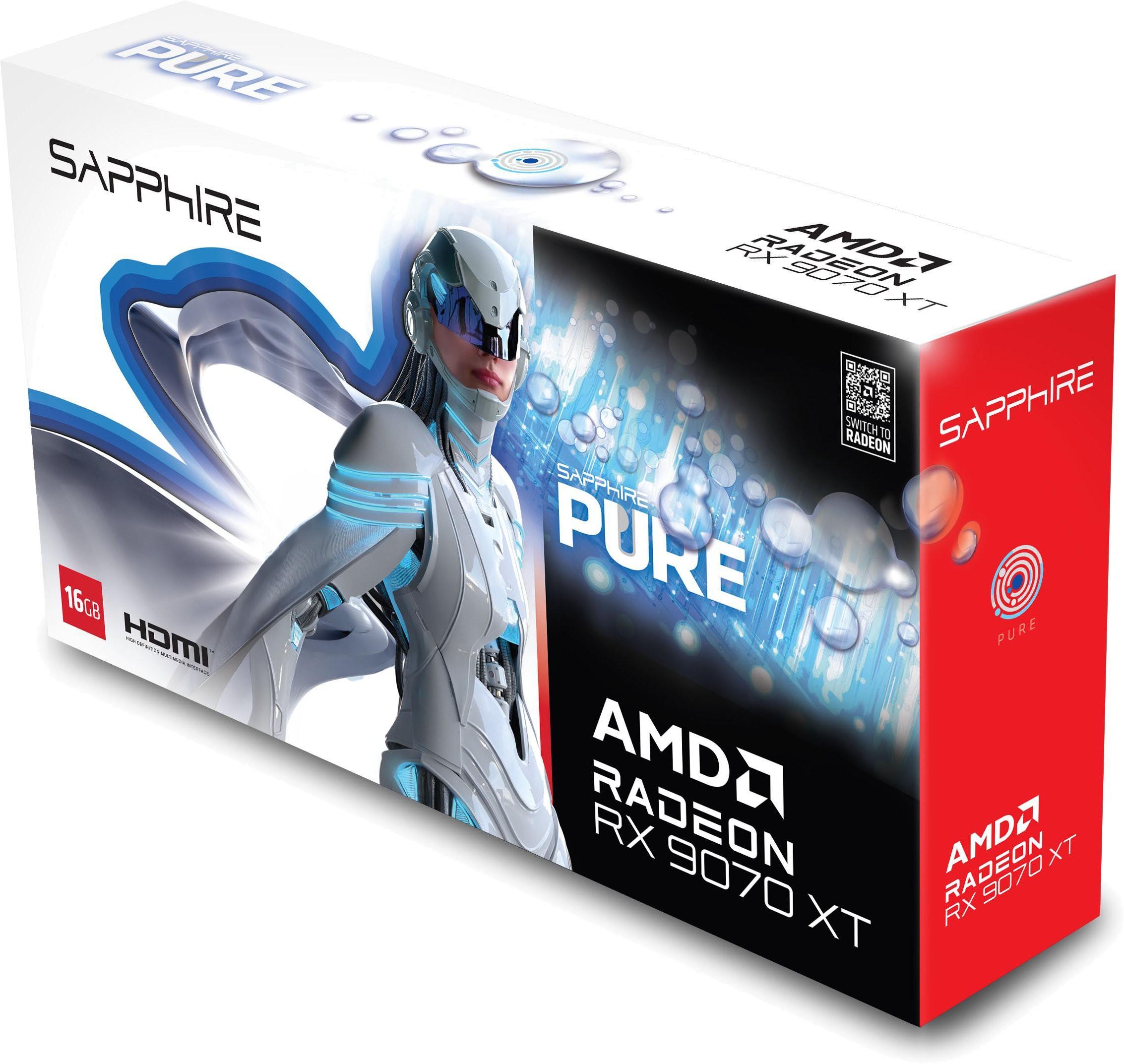 Видеокарта Sapphire (11348-02-20G) Radeon RX 9070 XT 16GB PURE OC