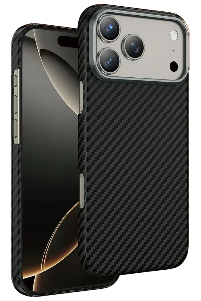 Чехол-накладка Keephone Kevlar Diago MagSafe для Apple iPhone 17 Pro кевлар (арамид) черно-серый в полоску