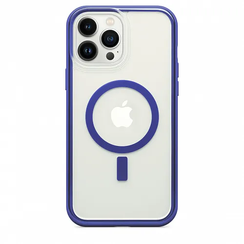 фото Чехол-накладка Dfansdesign Magsafe Case для Apple iPhone 14 Pro пластиковый прозрачно-черный (синяя рамка)