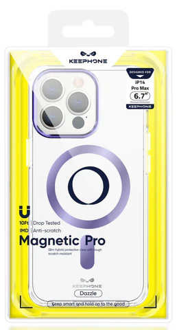 фото Чехол-накладка Keephone Dazzle Pro Magsafe для Apple iPhone 14 Pro Max пластиковый (фиолетовая рамка)