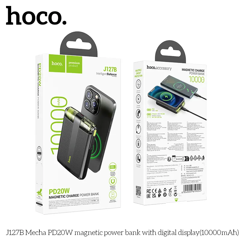 фото Внешний аккумулятор Hoco J127B Mecha MagSafe 10000mAh Type-C (черный)