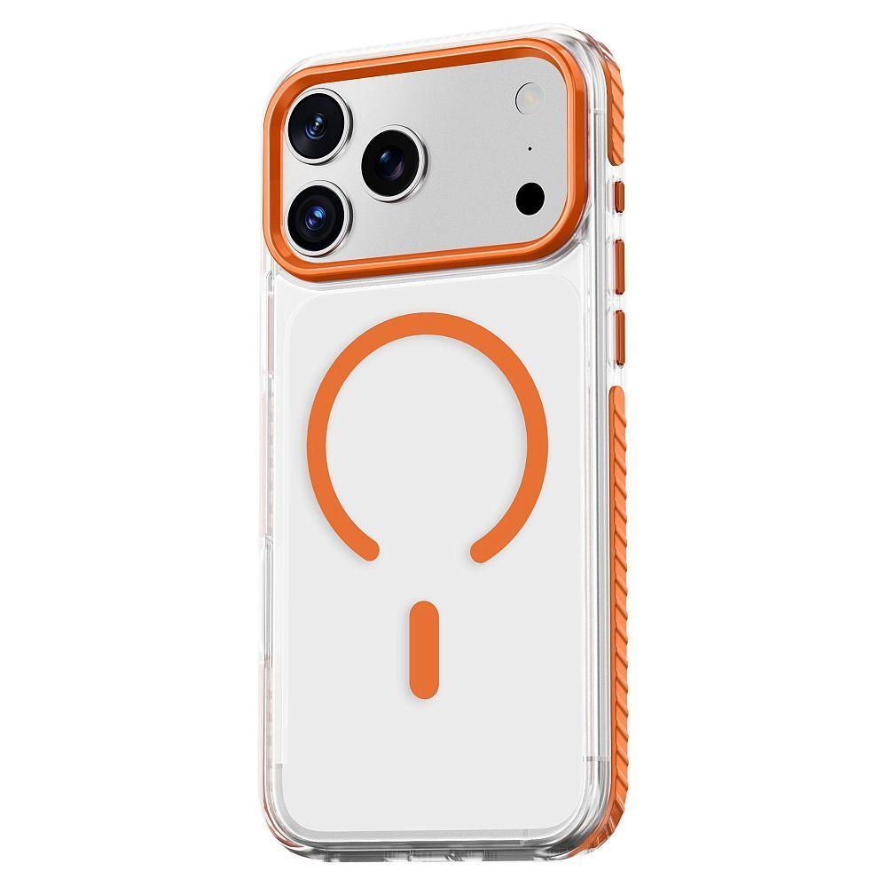фото Чехол-накладка Keephone Shockstar MagSafe для Apple iPhone 17 Pro Max пластиковый прозрачный (оранжевая рамка)