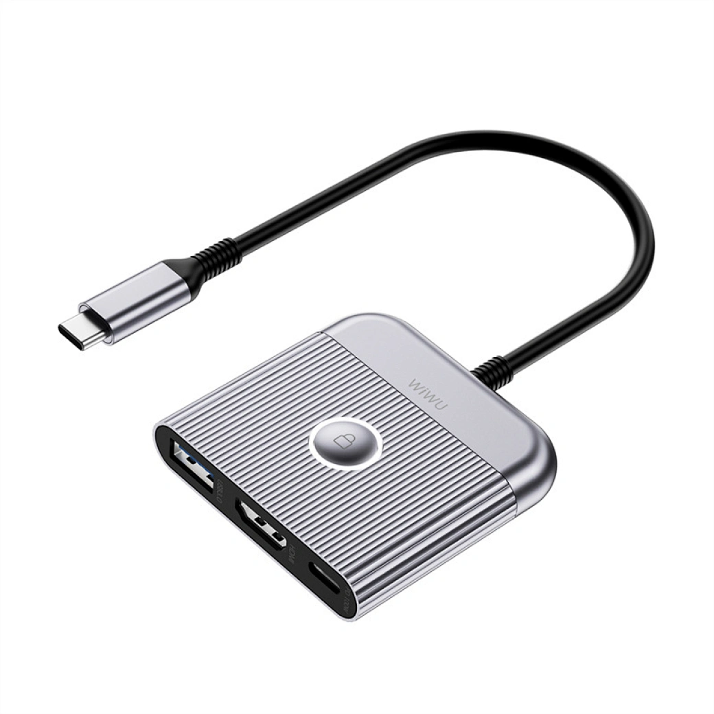 Адаптер Wiwu Travel 3 в 1 Type-C на USB 30PDHDMI Wi-HB8002 Grey 2700₽