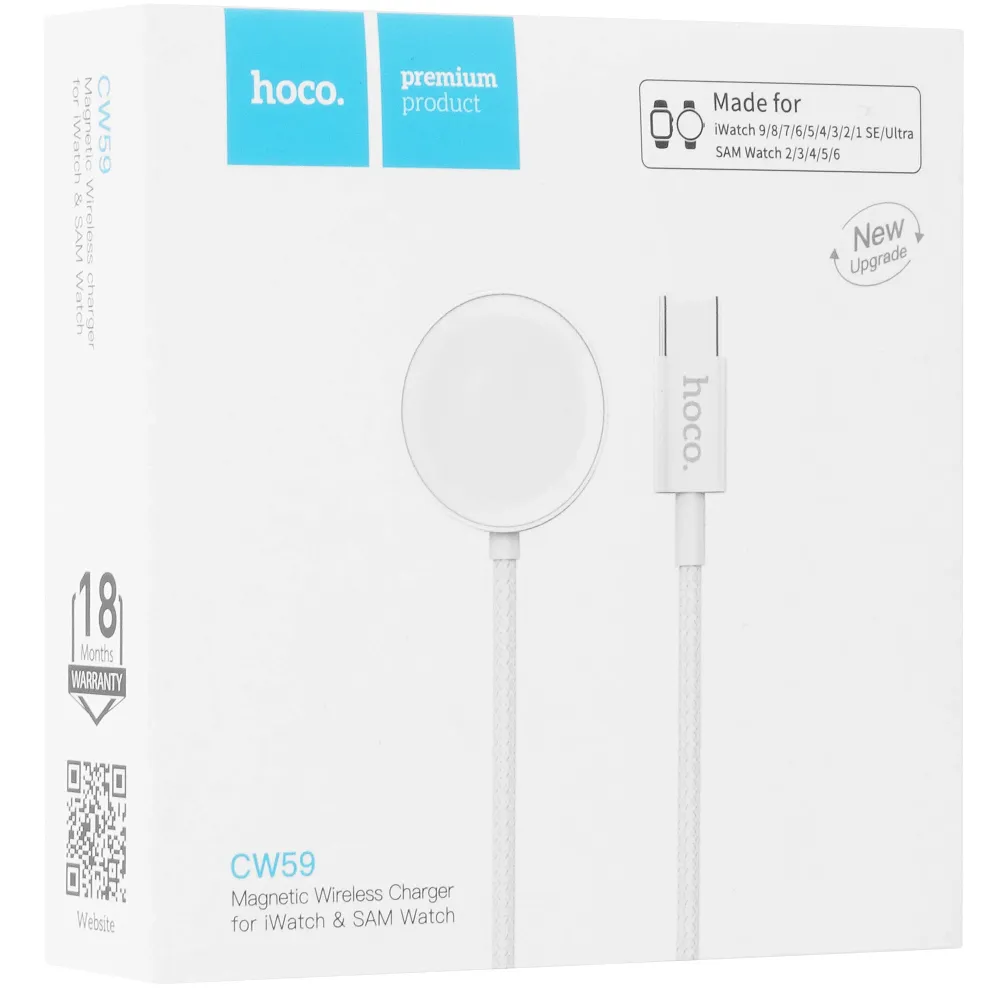 фото Беспроводное зарядное устройство Hoco (CW59) для Apple Watch 5V/1A/ кабель Type-C 120см (белый)