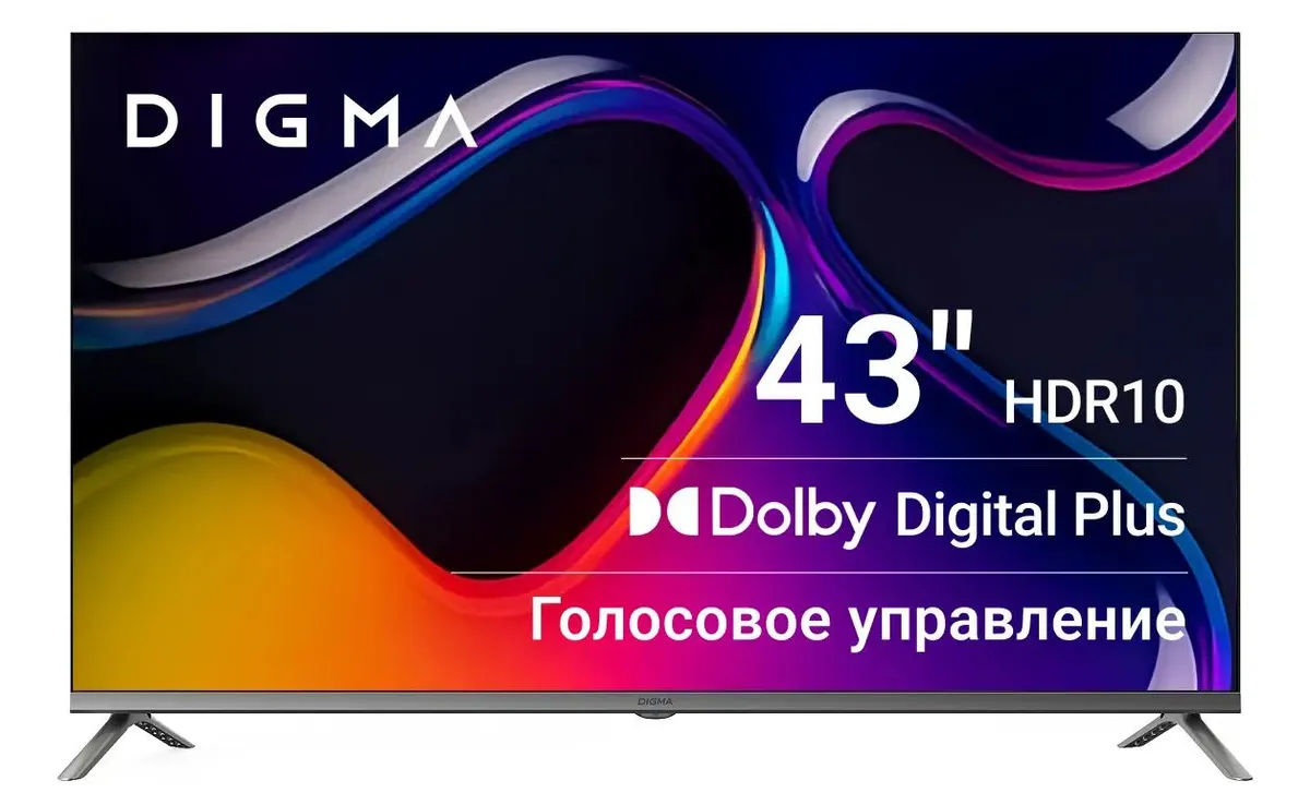 Телевизор Digma DM-LED43UBB41 темно-серебристый/серый, 43", LED 4K UHD, 60 Гц, Smart TV, серый