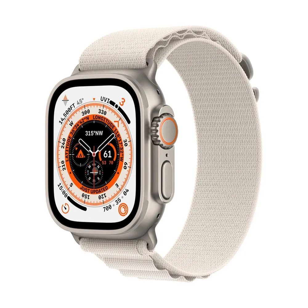 Apple Watch Ultra 49 mm (GPS+Cellular) Titanium Case Starlight Alpine Loop  (M) (MQFC3/MQF03/MQFR3)