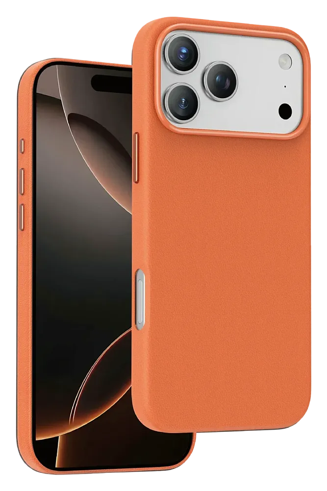 Чехол-накладка Keephone Peekaboo MagSafe для Apple iPhone 17 Pro искусственная кожа (оранжевый)